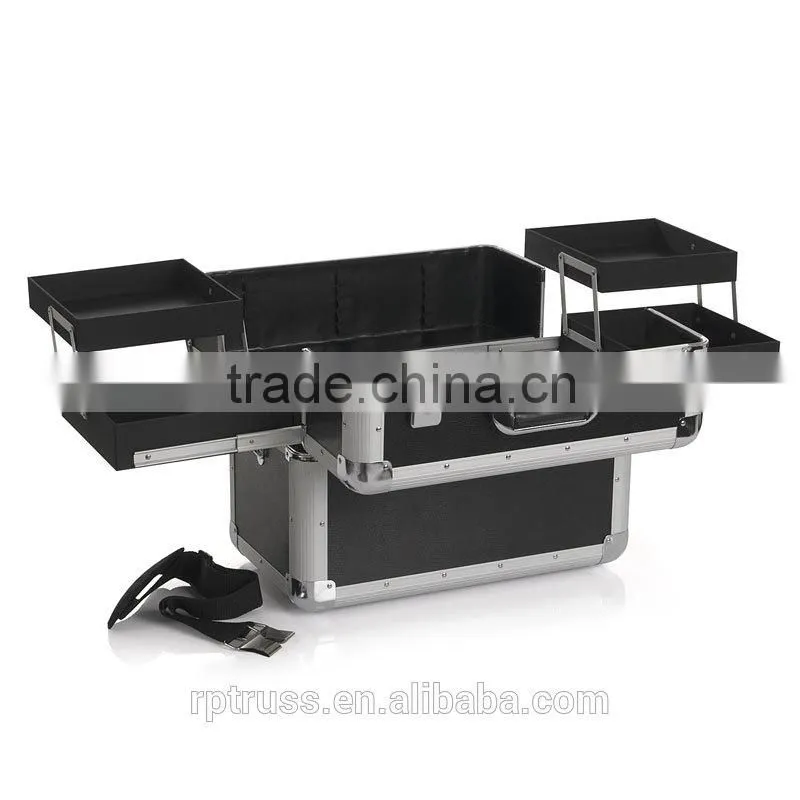 Aluminum trolley station cosmetic case,lamp beauty makeup trolley case,trolley lamp beauty case