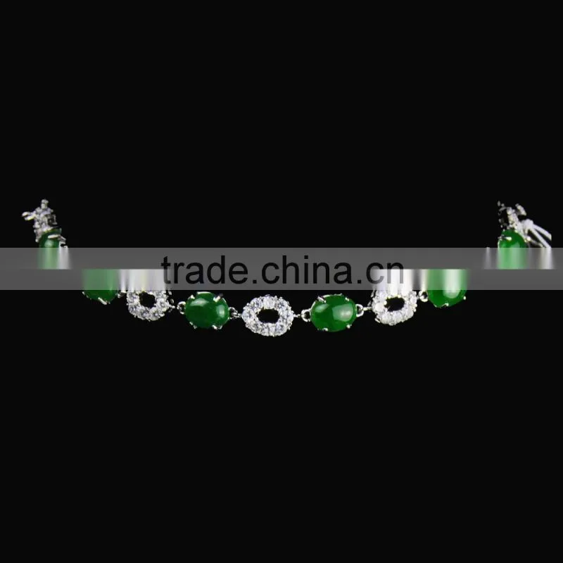 Jade Necklace Jewelry Sets plated rhodium