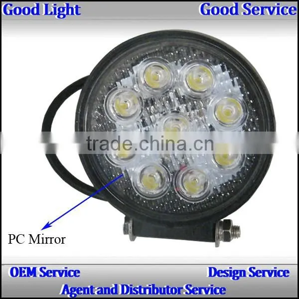 Excellent Round 12 volt 27w led work light with magnet for truck, tractor, suv