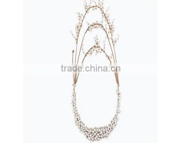 Latest High-end Gold Muti-layer Tassels Paerls Bead Necklace Body Jewelry Sex Body Chain