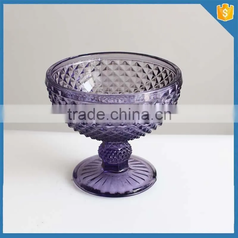 Good quality handmade crystal pudding wholesal glass bowl with foot