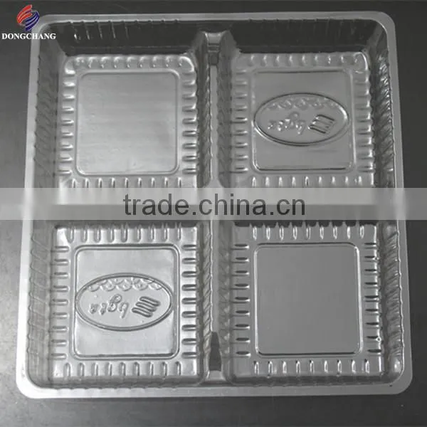 Clear food grade blister PET 4 compartment food tray