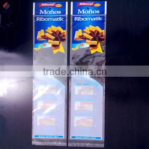 Self adhesive sealed printed plastic bopp bag with header card for paper garland packaging