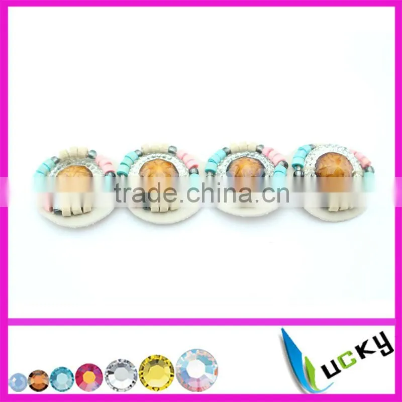 2014 New Design 100% handmade lace rhinestone applique with wooden beads crystal strass for clothes wedding shoe decoration