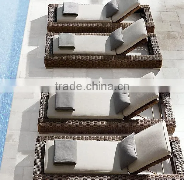 Hot design poly rattan sunbed 1.2mm thickness alu frame with power coated