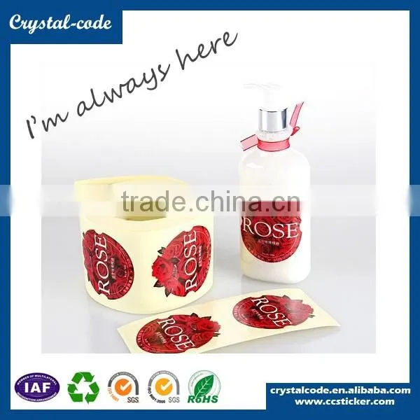 Luxury pet adhesive roll removable double-side printing cosmetic label