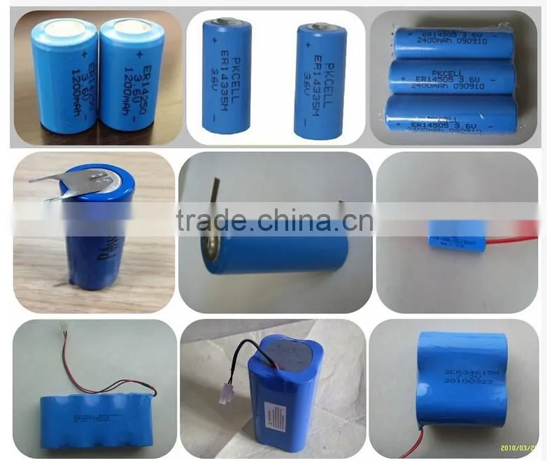 3.6V lithium ER14335 Li-SOCL2 Battery 1600mAh