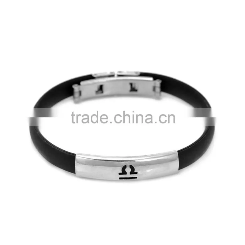 Wholesale New Arrival Stainless Steel Black Silicone Bangles With Clasp