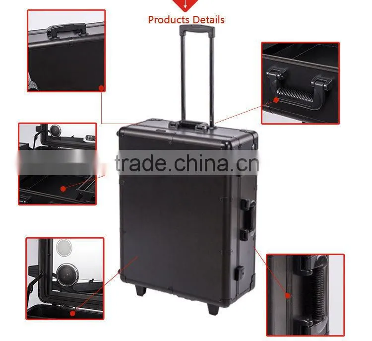 Professional Rolling Lighting Makeup Case With Stand with MP3 player