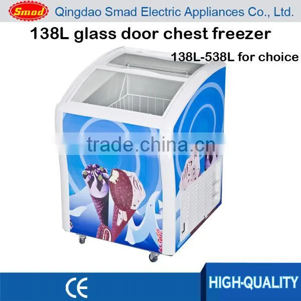 sliding curved top glass door chest freezer