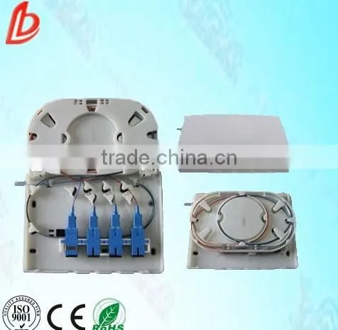 2/4 port Ftth indoor fiber box, optical fiber terminal box with sc fiber adaptor and sc fiber pigtail