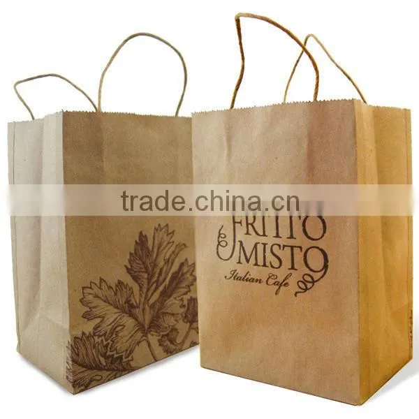 Custom brown kraft paper bag, Brown paper bag, Luxury paper shopping bag made in Guangzhou