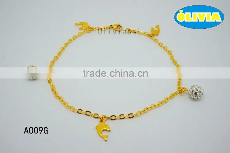 Olivia Jewelry Top quality stainless steel gold plated anklet