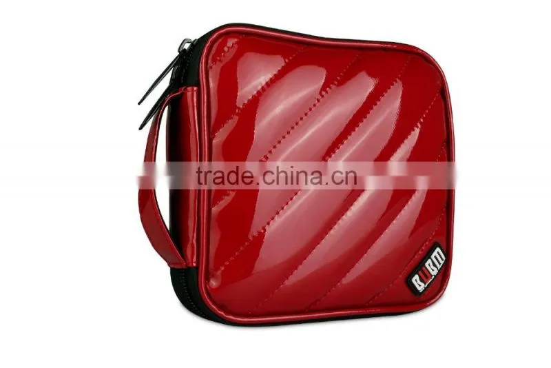 Hot Sale BUBM PU Leather Red zipper Hand Bag CD Box,CD DVD Case