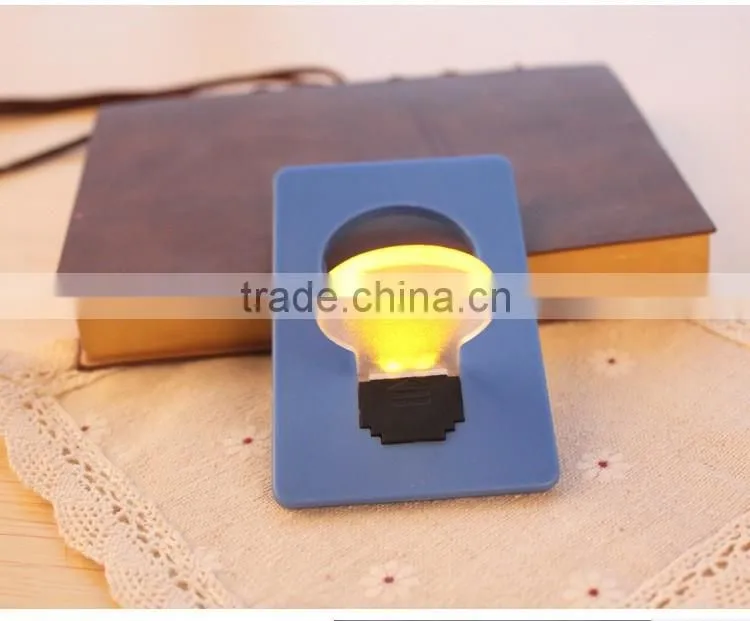 Portable led card pocket light bulb lamp,mini led credit card light, christmas card&switch card sharp credit card led light bulb