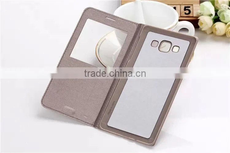 pu leather case for samsung galaxy A7,for samsung galaxy A7 case with view window,wholesale phone case for samsung A7
