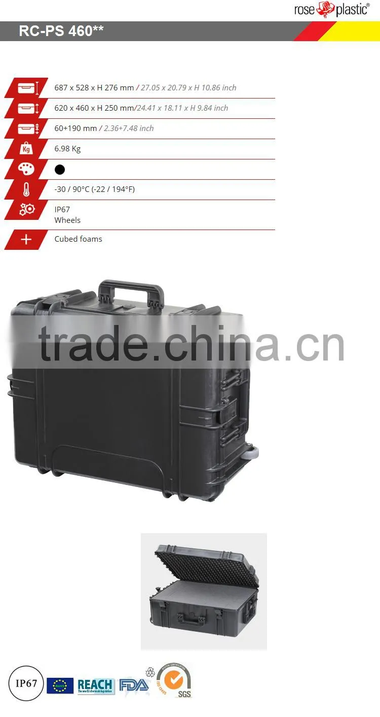 Hard PP material waterproof instrument carrying case RC-PS 460 L