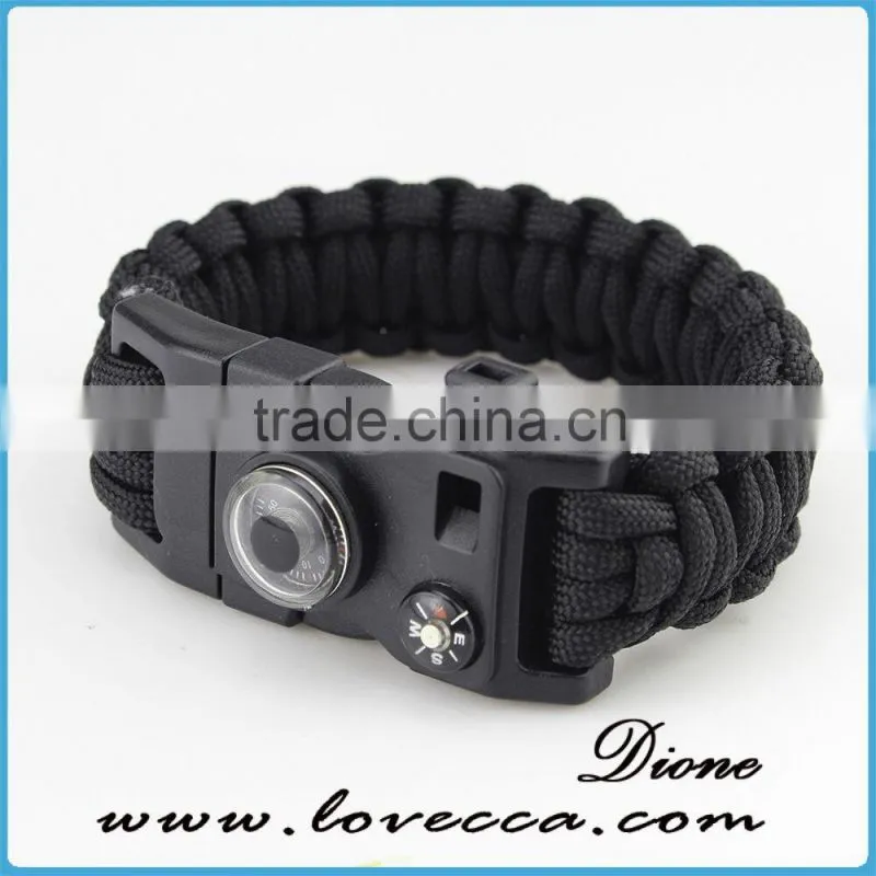 2016 hot wholesale survival tactical whistle compass fire starter 550 paracord bracelet with flint
