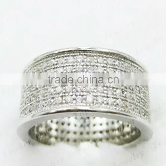 New Design 925 Sterling Silver Jewelry Micro Pave Setting CZ Men Rings