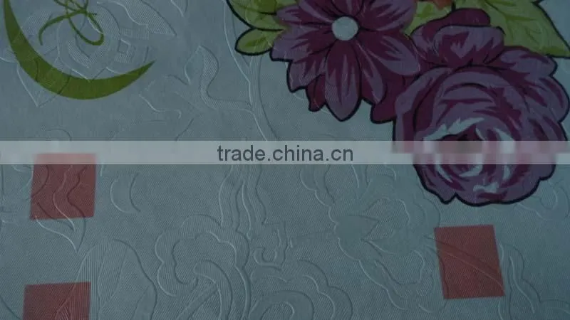 2015 newest fruits printed pattern pvc/peva embossed vinyl wholesale tablecloth/cover with waved/lace/straight edge