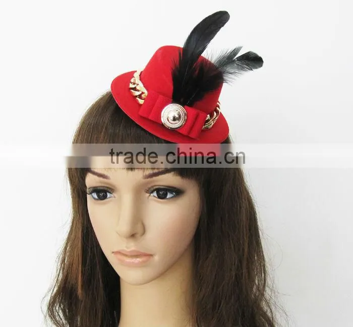 MYLOVE Red Top Hat Hair Fascinator Hair clips Party Prom hair Accessories MLXM002