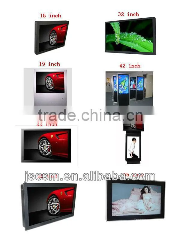 cheap 15/19/22/26/32/42/55 inch digital advertising network player with HD good resolution, optional wifi