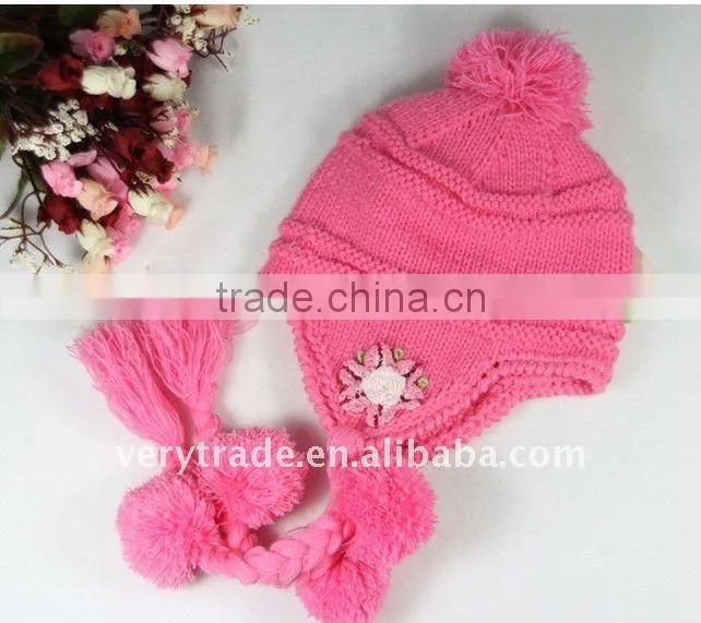 Multi Stripe Beanie with Pom-pom Top, Made of Acrylic, Available in Various Colors