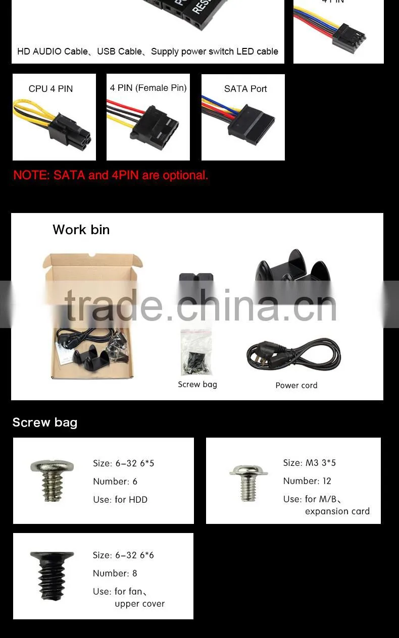 Realan Vertical Horizontal Mini ITX Micro ATX PC Gaming Case T02 with Power Supply (SGCC 0.6mm, 2.5"/3.5"HDD)