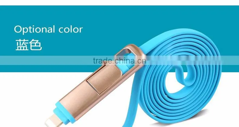 Diamonds 2in 1 Noodle USB Cable multi usb cable for samsung S6,S7&Iphone 6/6s/7