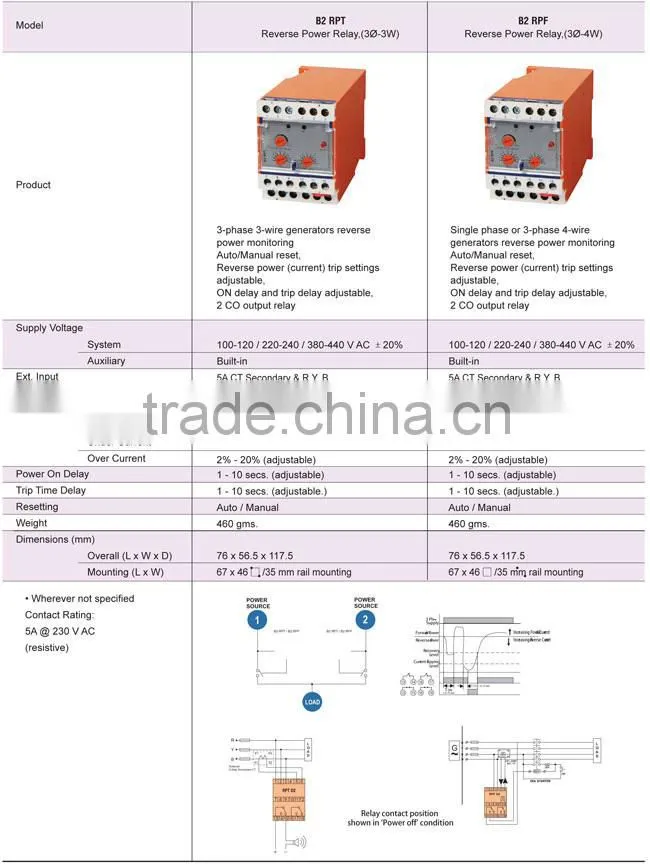 B1 VCR1 BCT B2 BCF B2 B2 VCT1 Series Monitoring Relays