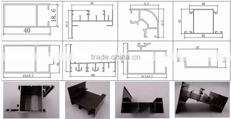 Aluminum extrusion profiles for windows and doors, pipe and customized shapes