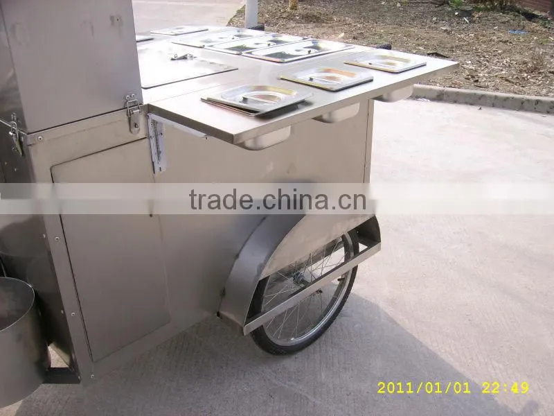 restaurant room bike food cart hotdog food cart beverage carts with bike wheels