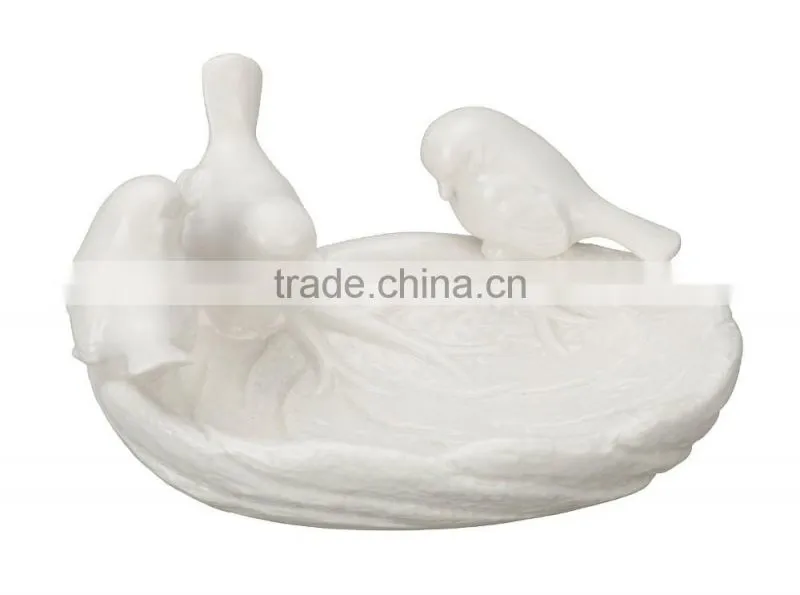 Personalized Ceramic Leaf Dish with Birds