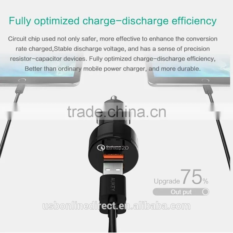 Aukey Quick Charge 2.0 Car charger 36W 2 Ports USB 12V/1.5A 9V/2A 5V/2.4A