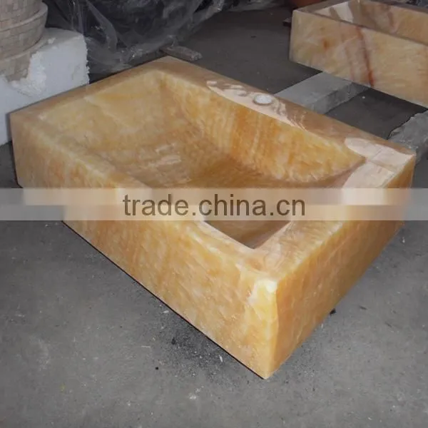 square yellow onyx sinks