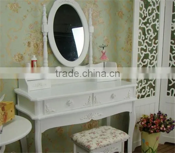 Small Window Table Wooden Dresser White Color Mini Dresser European Style Wood Makeup Table With Mirror 60*30*35cm T15-523C