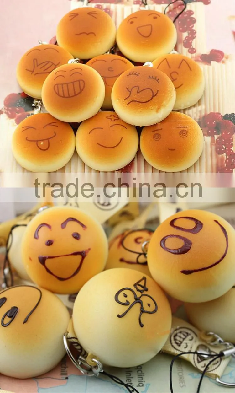 new arrival artificial imitated fake key replica faux lovely Silicone bread food pendant phone chain