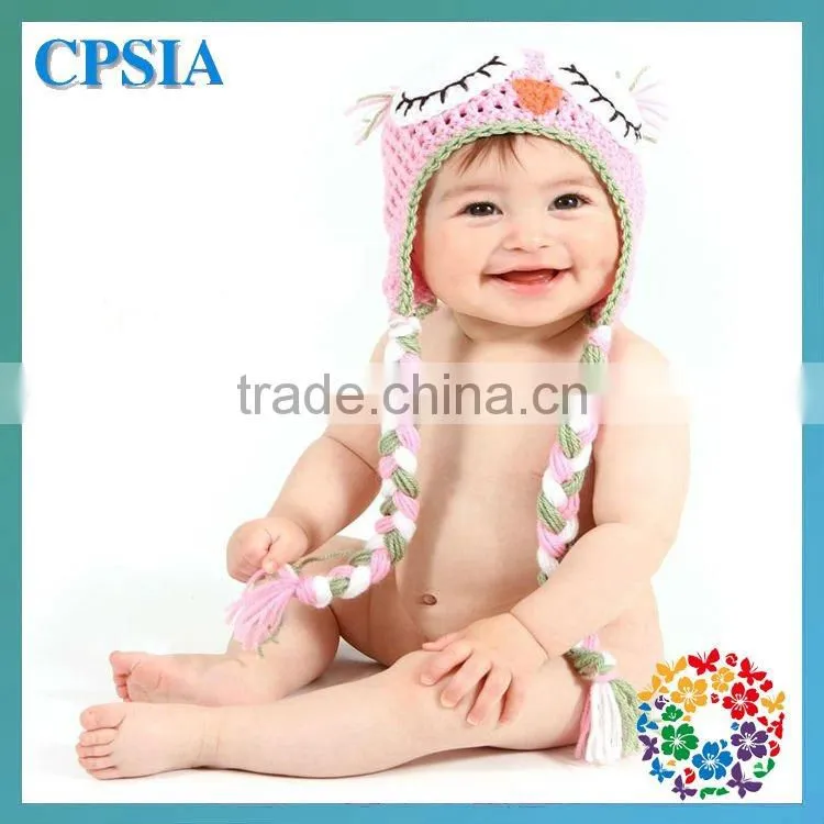 Shocking pink lovely baby crochet hat with flowers New style In stock