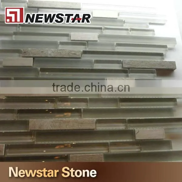 Gass mix stone mosaic tile for swimming pool