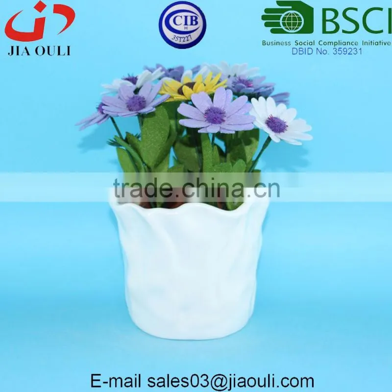 Best sales glazed white Ceramic flower pots origami pot