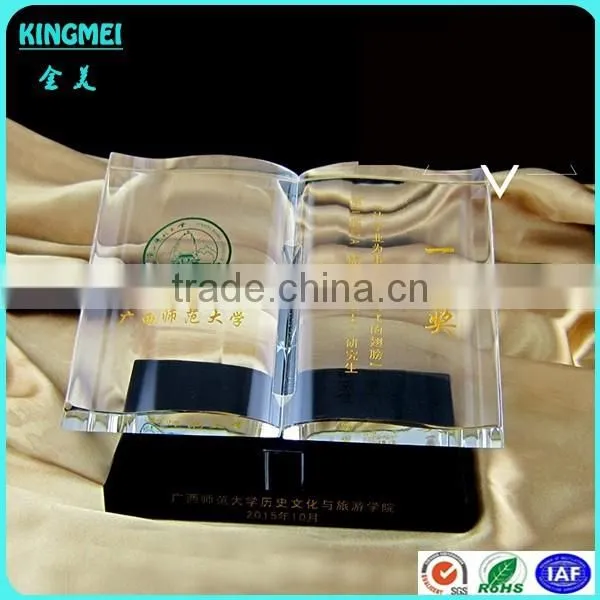 2015 Hot sale crystal glass Airplane model award for souvenir