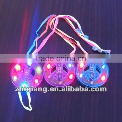 LED flashing peace sign necklace