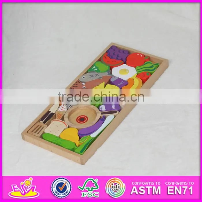 2016 new design cooking toy wooden puzzles for toddlers W14A157