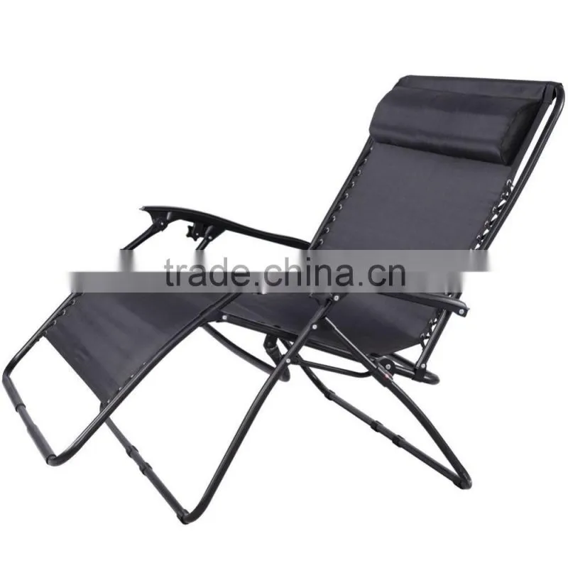 Outdoor Chaise Lounge Folding Chair With Cup Holder