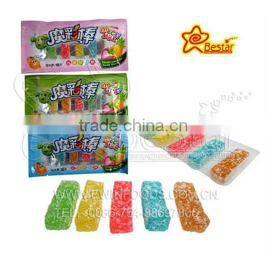 Fruity Flavor Sour Stick Gummy Candy Filled With Sour Powder