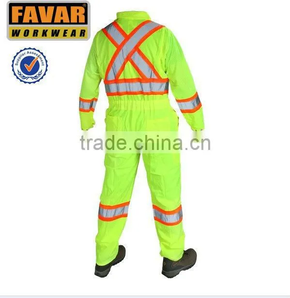 High-visibility FR working coverall with reflective tape