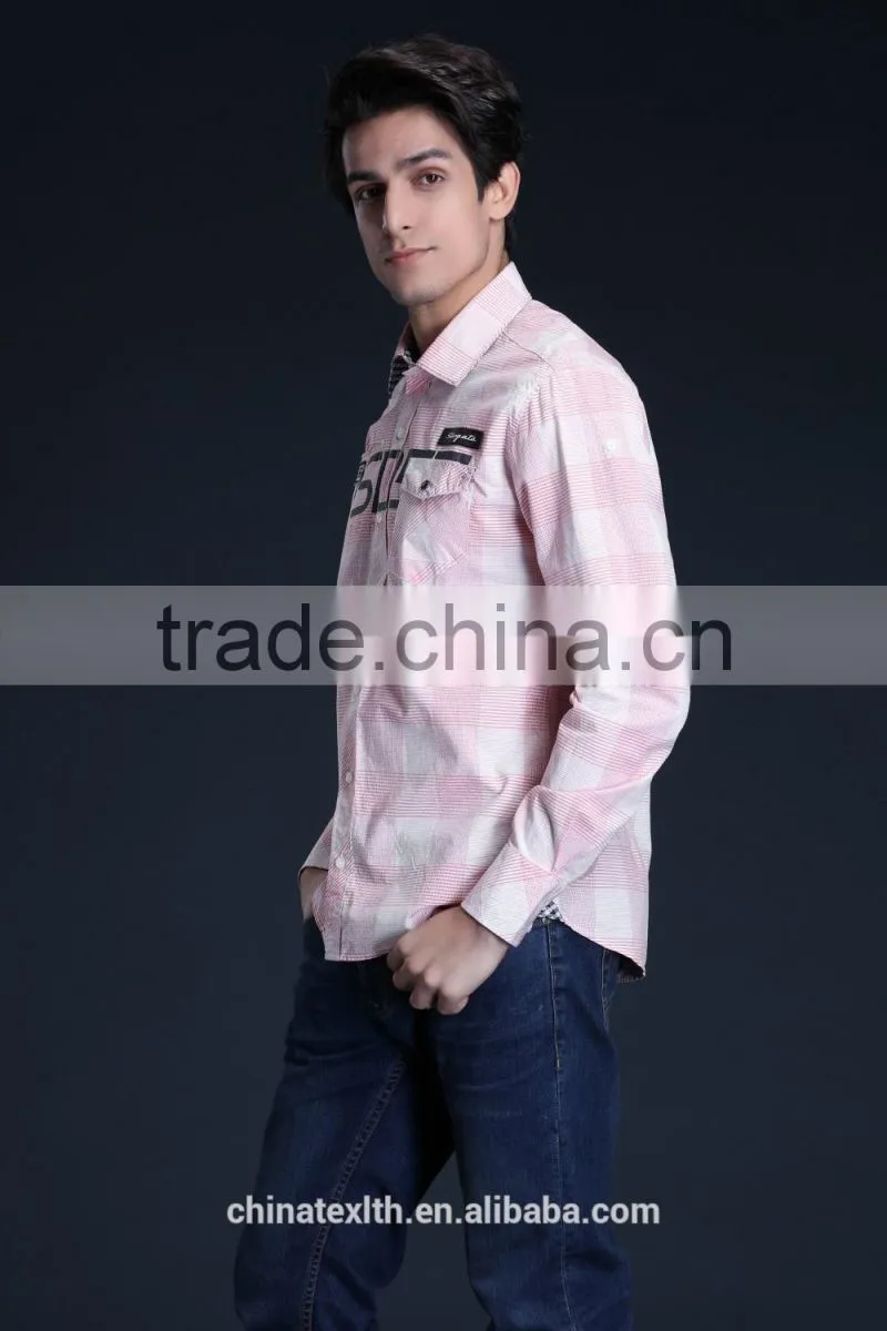 Fashion Long Sleeve Casual Design High Quality 100%Cotton Check Men Shirt
