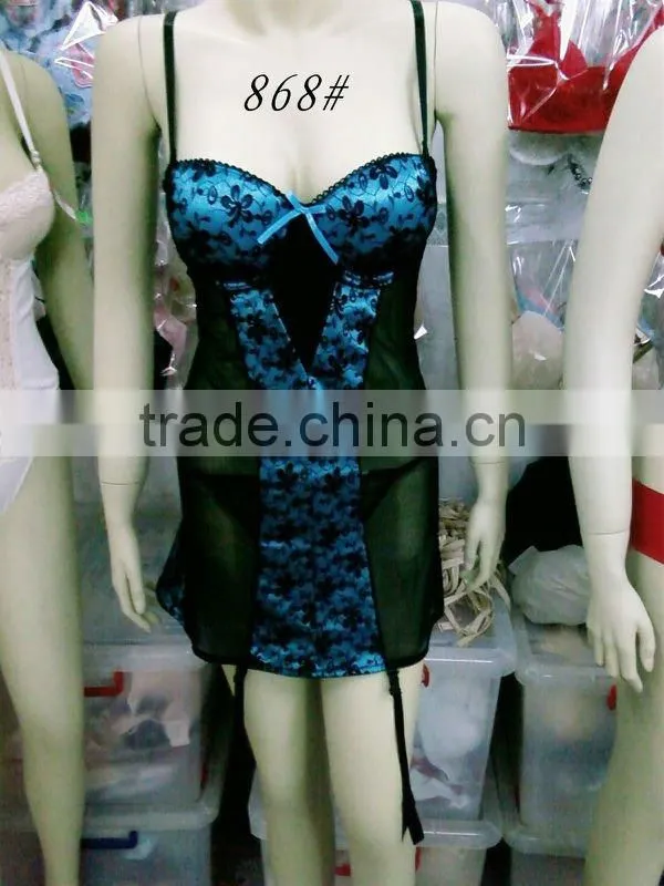 sexy transparent nighty babydoll women camiosole panty set