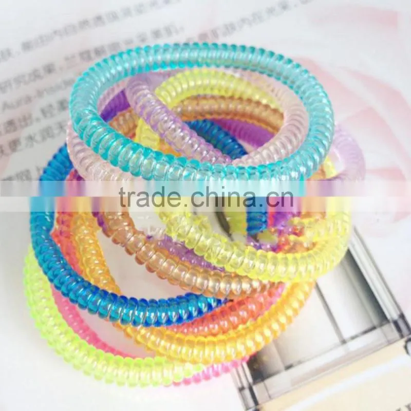 Transparent 5mm Telphone Line Hair Ring Rope Ponytail Holder
