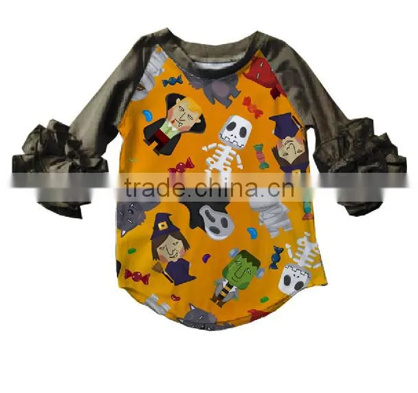 wholesale girls valentine's day 3/4 sleeve ruffle raglan baby icing ruffle top